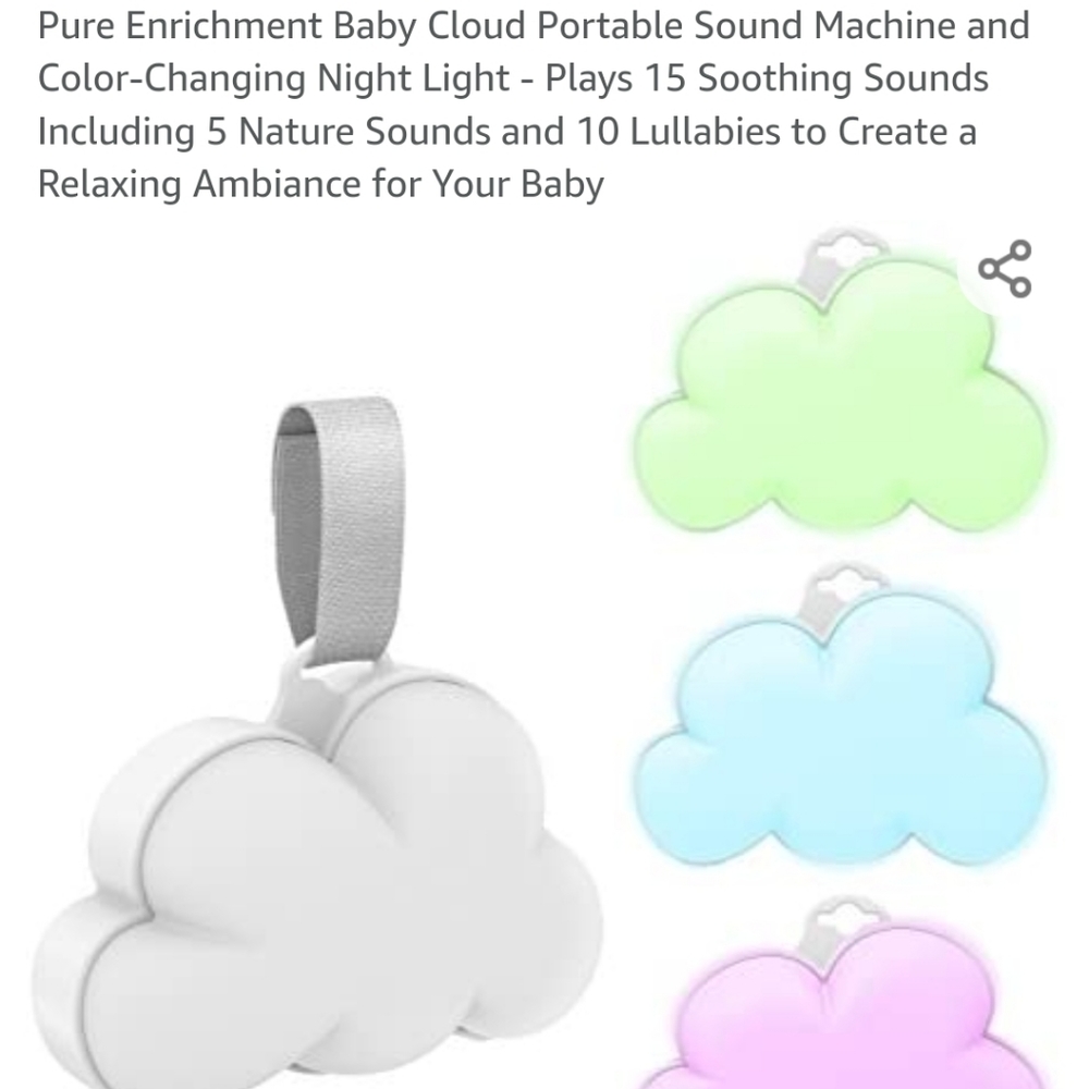 New- Pure Enrichment - Color Changing Baby Cloud Sound Machine, 15 Sounds